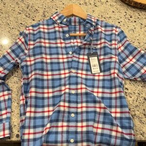 NWT Vineyard Vines Boys Red and Blue Checkered Flannel Shirt - Size M (12-14)